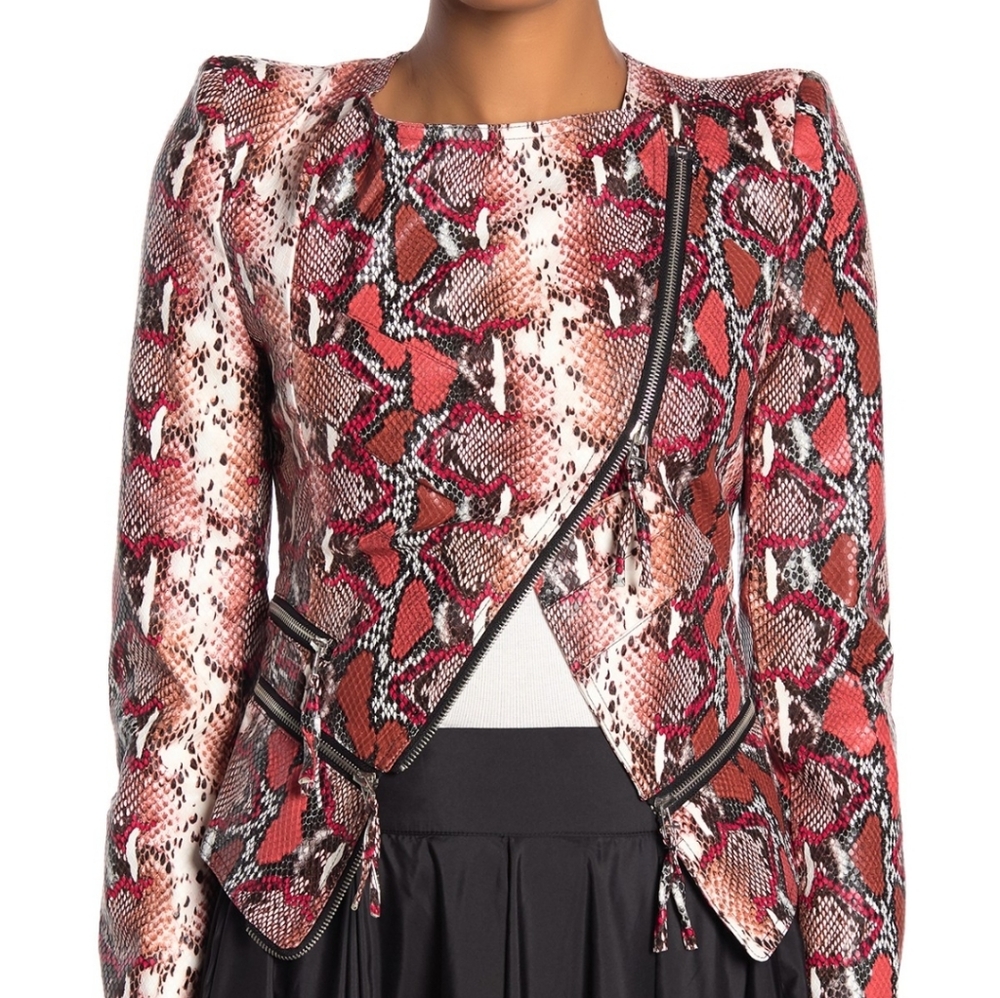 NWT: TOV Power Shoulder Faux Snake Leather Jac… - Picture 3 of 5